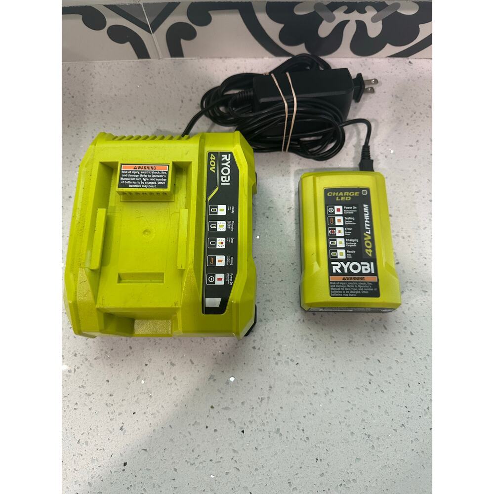 Set of 2 RYOBI 40-Volt Lithium-Ion  1-Rapid Charger and A CHARGE LED Charger